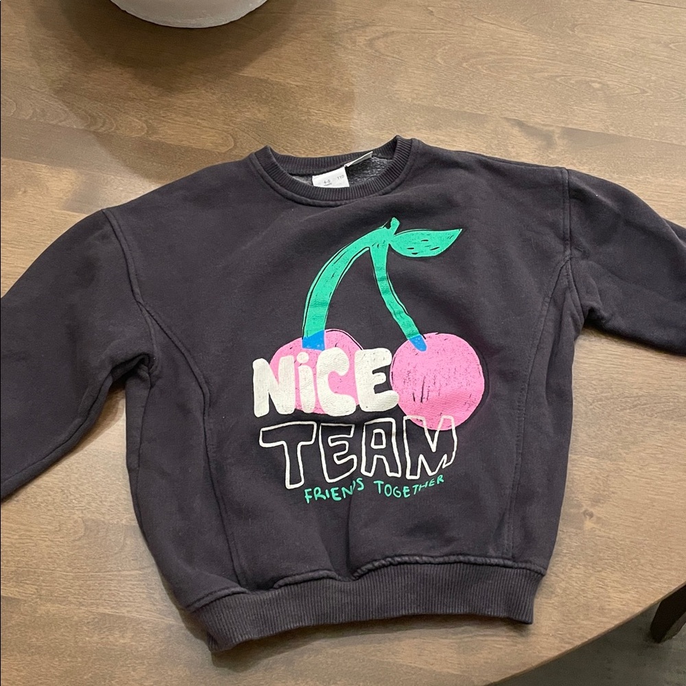 Zara Black Sweatshirt with Green Graphic